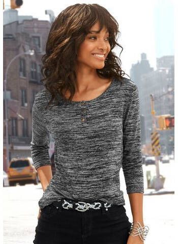 Lascana Shirt met 3/4 mouwen met goudkleurige knopen(set )