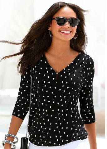 Lascana Shirt met 3/4 mouwen met schouderrimpeling