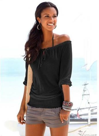 Lascana Shirt met carmenhals