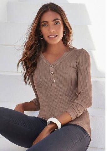 Lascana Shirt met lange mouwen in modieuze ribkwaliteit