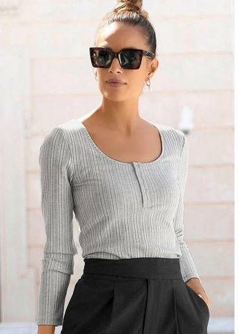 Lascana Shirt met lange mouwen van zacht ribmateriaal