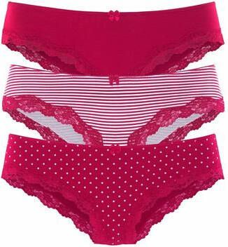 Lascana Slip met fijne kant(set, 3 stuks )