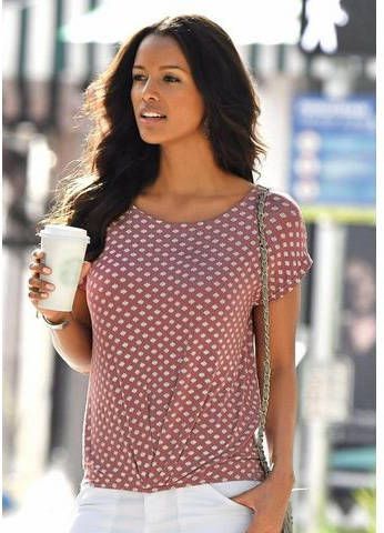 Lascana T shirt met plooidetail bij de zoom