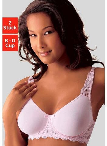 Naturana T shirt bh met beugel zonder cup met kanten details(set, Set van 2 )