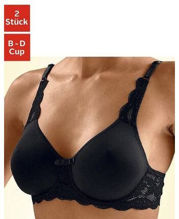 Naturana T shirt bh met beugel zonder cup met kanten details(set, Set van 2 )