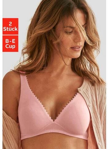 petite fleur Bralette bh in high apex belijning met mooie sierrand langs de cupranden(set, Set van 2 )