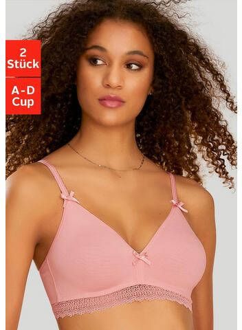 petite fleur Bralette bh met kantband, van zacht katoen(set, Set van 2 )
