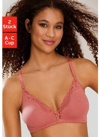 petite fleur Bralette bh zonder beugels van katoen met kant(set, Set van 2 )