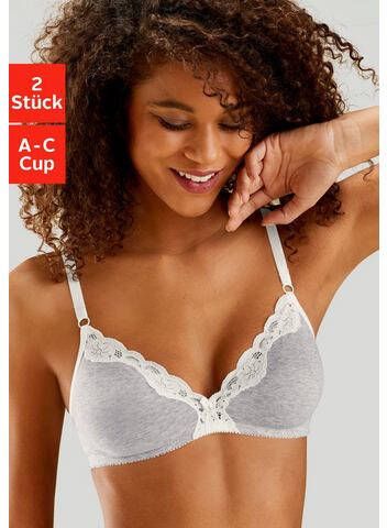 petite fleur Bralette bh zonder beugels van katoen met kant(set, Set van 2 )