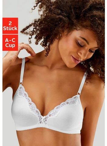 petite fleur Bralette bh zonder beugels van katoen met kant(set, Set van 2 )