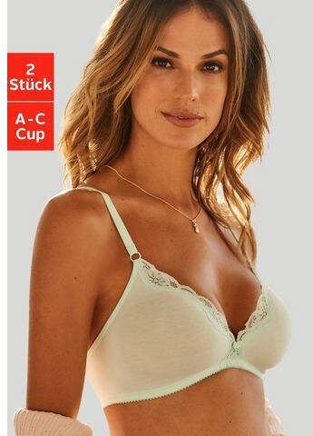 petite fleur Bralette bh zonder beugels van katoen met kant(set, Set van 2 )