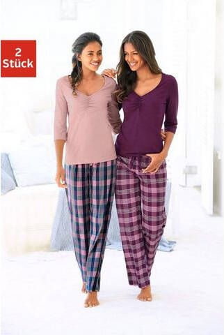 petite fleur Pyjama met geruite broek(4 delig, Set van 2 )