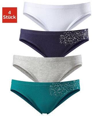 petite fleur Slip mooie basic voor elke dag, met gebloemde glitterprint(set, 4 stuks )