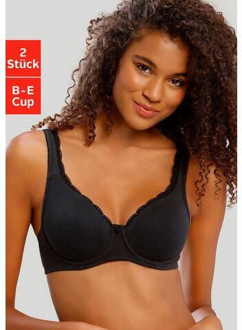 petite fleur T shirt bh met ongevoerde, naadloze cups, in aangename katoenkwaliteit(set, Set van 2 )