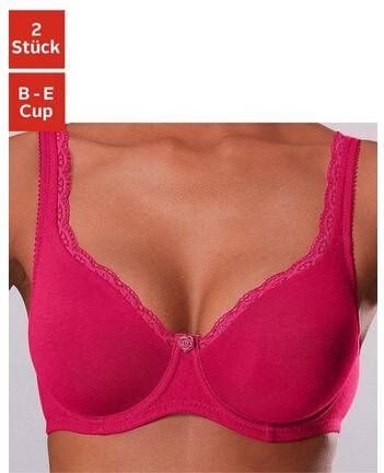 petite fleur T shirt bh met ongevoerde, naadloze cups, in aangename katoenkwaliteit(set, Set van 2 )