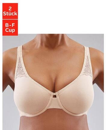 petite fleur T shirt bh van zacht katoen met kanten inzetten(set, Set van 2 )