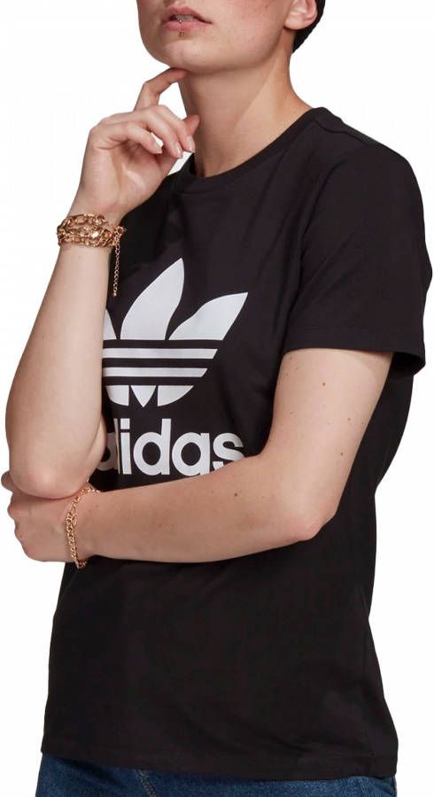 Adidas Trefoil Dames T Shirts Black 100% Katoen