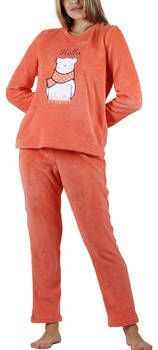 Admas Pyjama's/nachthemden Fleece pyjama outfit broek top lange mouwen Hello Winter