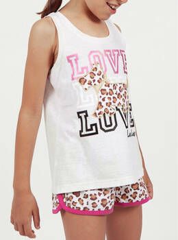 Admas Pyjama's/nachthemden Korte meisjespyjama tanktop LouLou Jungle beige