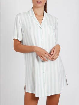 Admas Pyjama's/nachthemden Nachthemd Klassiek Stripes groen