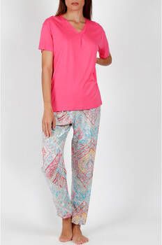 Admas Pyjama's/nachthemden Pyjama broek t shirt Colored Diamonds roze