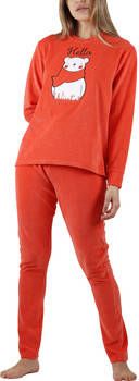 Admas Pyjama's/nachthemden Pyjama's fluwelen broek top lange mouwen Hello Winter