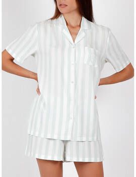 Admas Pyjama's/nachthemden Pyjamashirt kort Klassiek Stripes groen