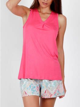 Admas Pyjama's/nachthemden Pyjamashort tanktop Colored Diamonds roze