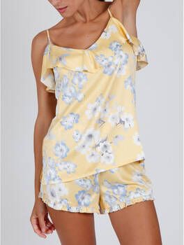 Admas Pyjama's/nachthemden Pyjamashort tanktop Sunny Spring geel