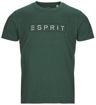 ESPRIT Men Casual T shirt met logo teal blue