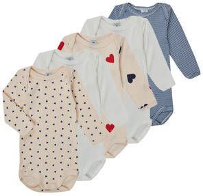 PETIT BATEAU Set van 5 rompers met lange mouwen