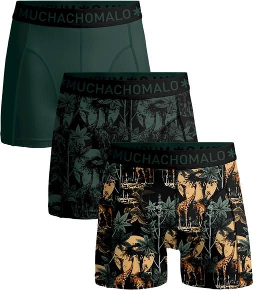 Muchachomalo Boxershorts 3 Pack Short Print Solid Grijs