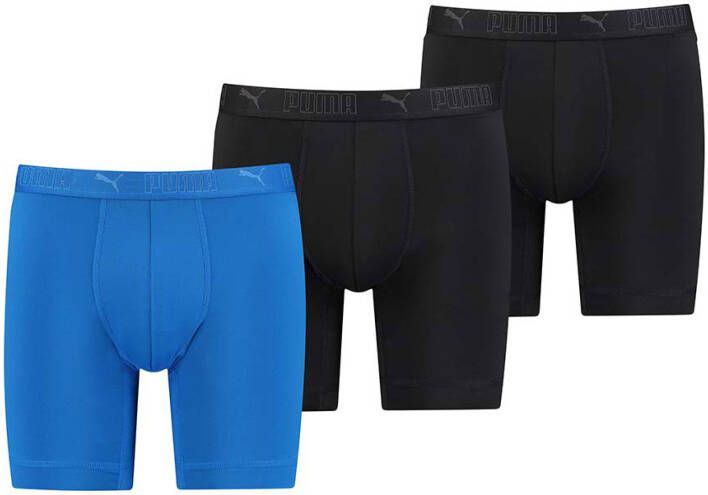 Puma Boxershorts Sport Microfiber Long Boxer 3P Ecom Blauw
