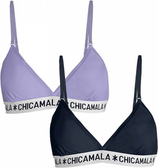 Muchachomalo Meisjes 2 pack triangle top effen