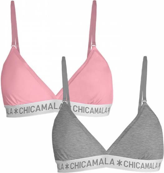 Muchachomalo Meisjes 2 pack triangle top effen