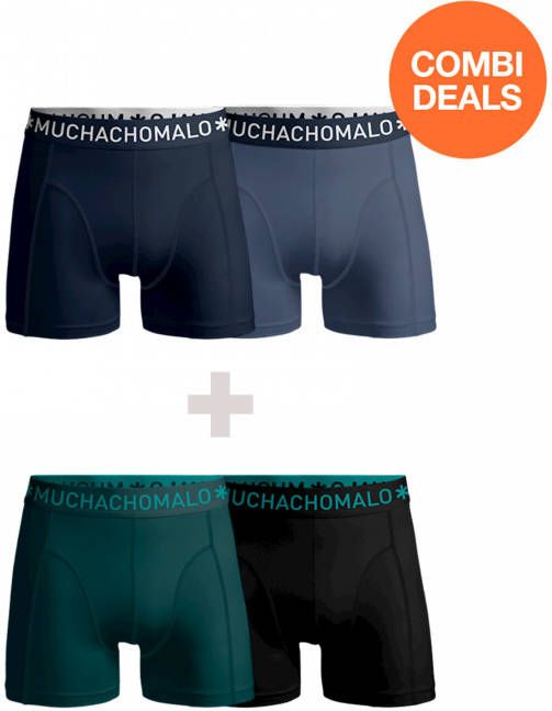 Muchachomalo Heren 2 pack + 2 pack boxershorts effen