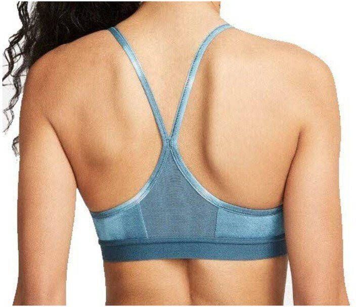 Nike Dri FIT Indy Padded sport bh met print en lichte ondersteuning Blauw
