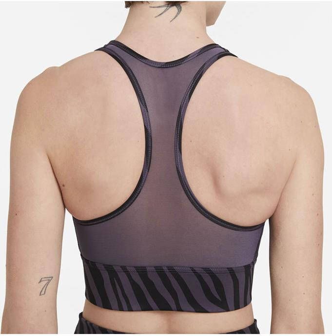 Nike Dri-FIT Swoosh Icon Clash Lange sport-bh met medium ondersteuning en pad uit één stuk Paars