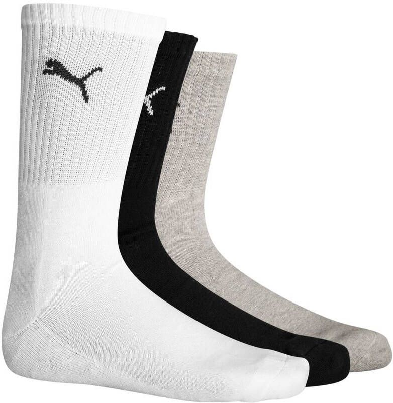 PUMA Kousen Crew Sport 3 Pak Zwart/Grijs/Wit