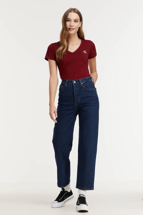 Calvin klein JEANS T shirt met biologisch katoen donkerrood