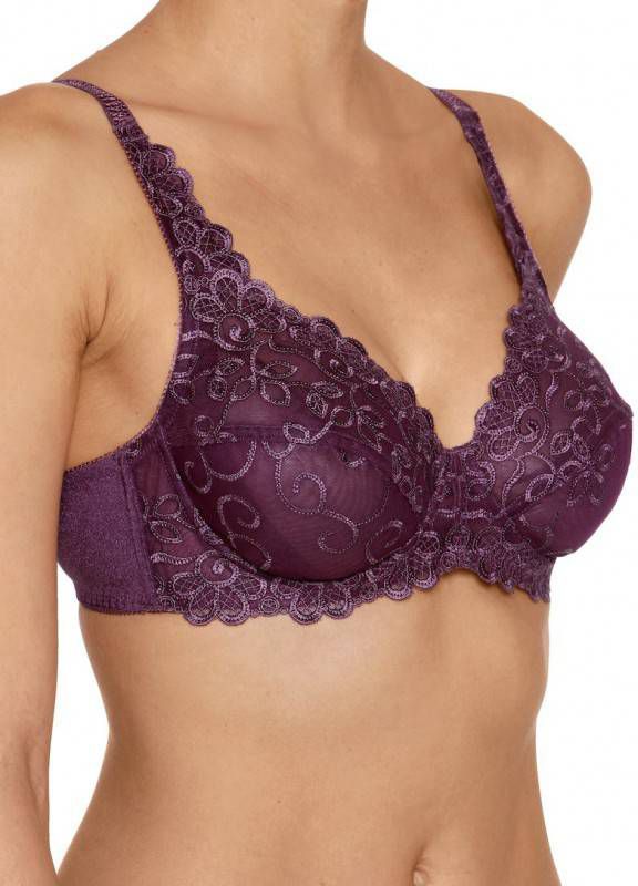 VIANIA Beugel bh met kant Aubergine