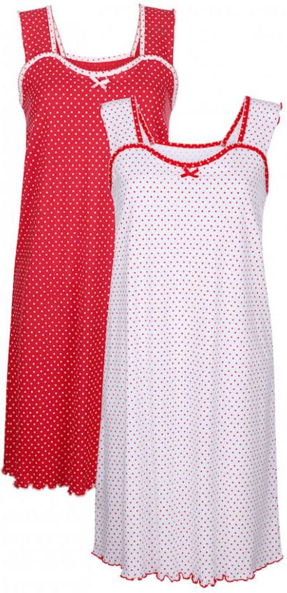 Blue Moon Nachthemden met contrastkleurige paspels Rood/Wit