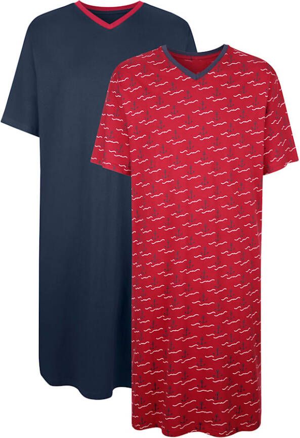 G Gregory Nachthemden per 2 stuks in maritieme stijl Rood/Marine
