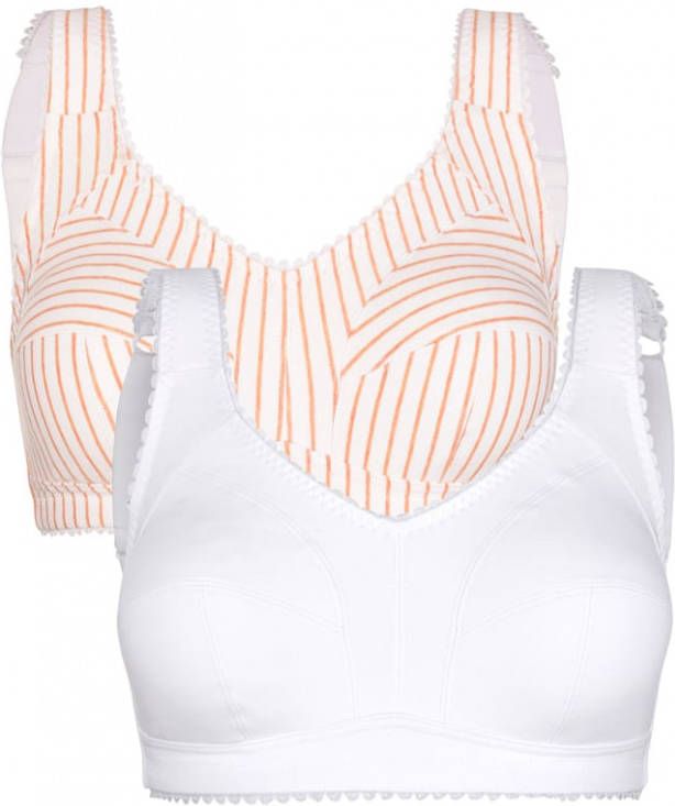 harmony Bh's per 2 stuks met gemêleerde strepen Wit/Zalm