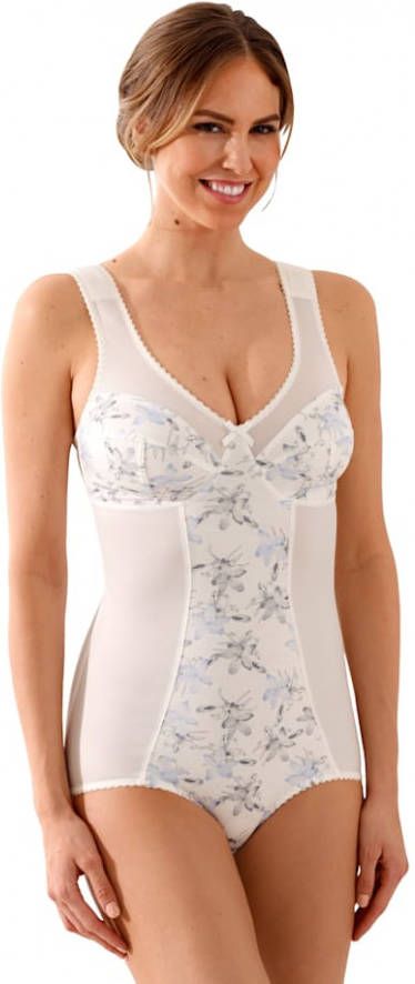 harmony Body met gedessineerd inzet van katoen Ecru/Lichtblauw