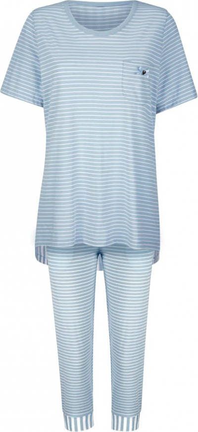 harmony Pyjama met leuk dwarsstreepdessin Ijsblauw/Wit