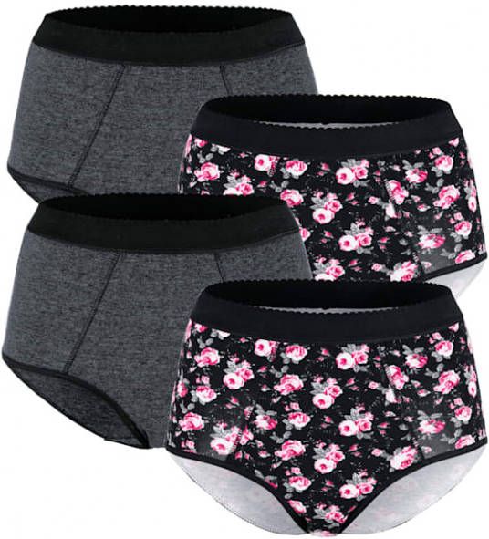 harmony Tailleslips per 4 met corrigerend effect 2x zwart/Roze, 2x antraciet